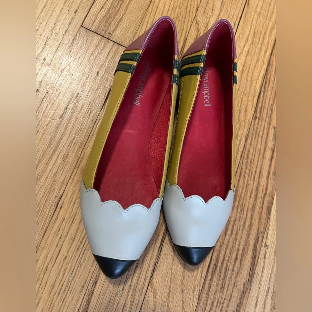 Jeffrey Campbell White and Yellow Pencil Flats Size 6 - Picture 2 of 5